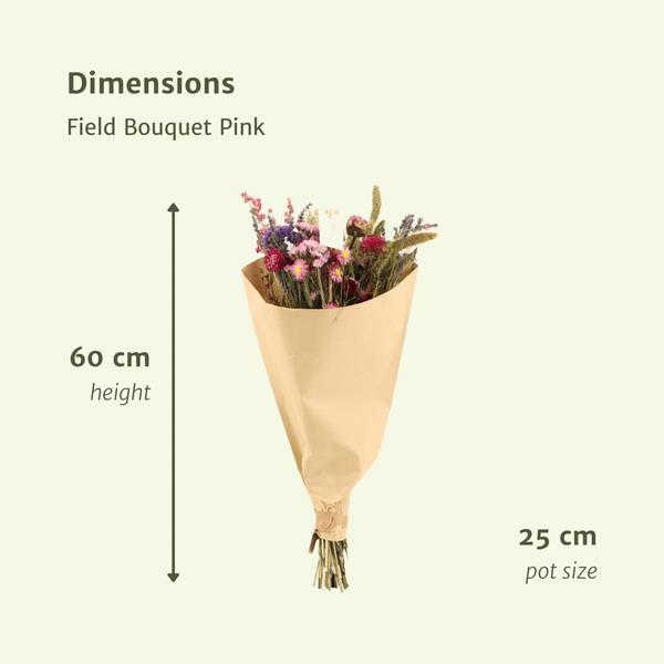 12x Veldboeket Roze - Droogboeket - 35cm