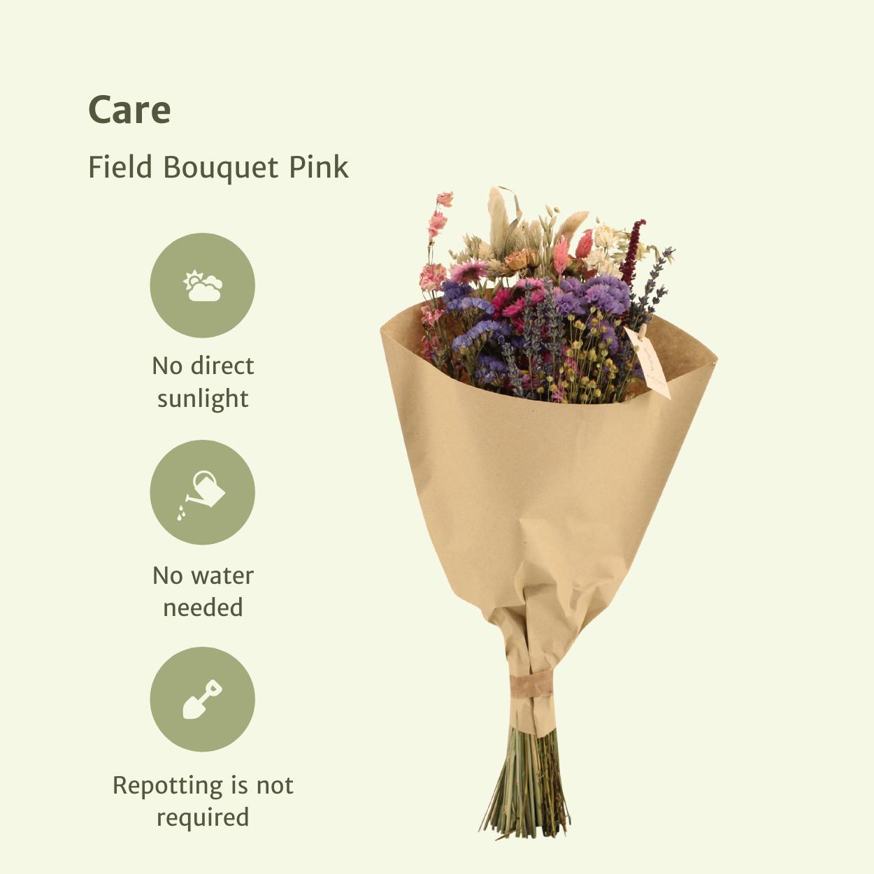 Droogbloemen Veldboeket Roze - Ø20 - ↨50cm