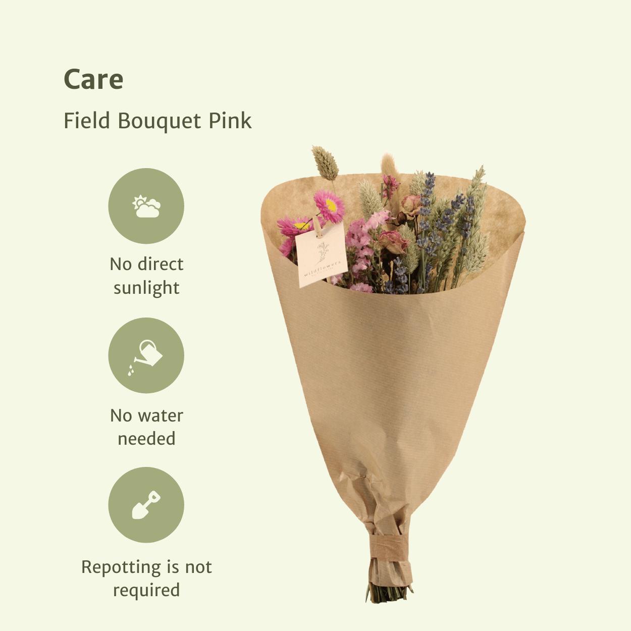 Droogbloemen Veldboeket Roze - Ø15 - ↨35cm