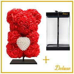 Bier DELUXE op standaard 25cm - rood foam met diamanten hart - in luxe cadeauverpakking 25 cm