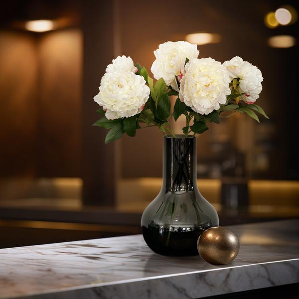 Kunstbloemen Solo - Crème - Pioenrozen - x 5 - 65cm