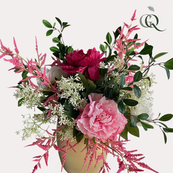 Kunstbloemen - Boeket L - Glänzendes Rosa - 80cm