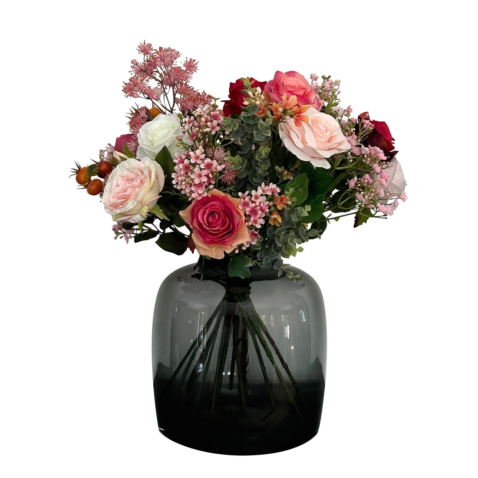 Kunstbloemen - Boeket M - Vlamrozen - 45 cm