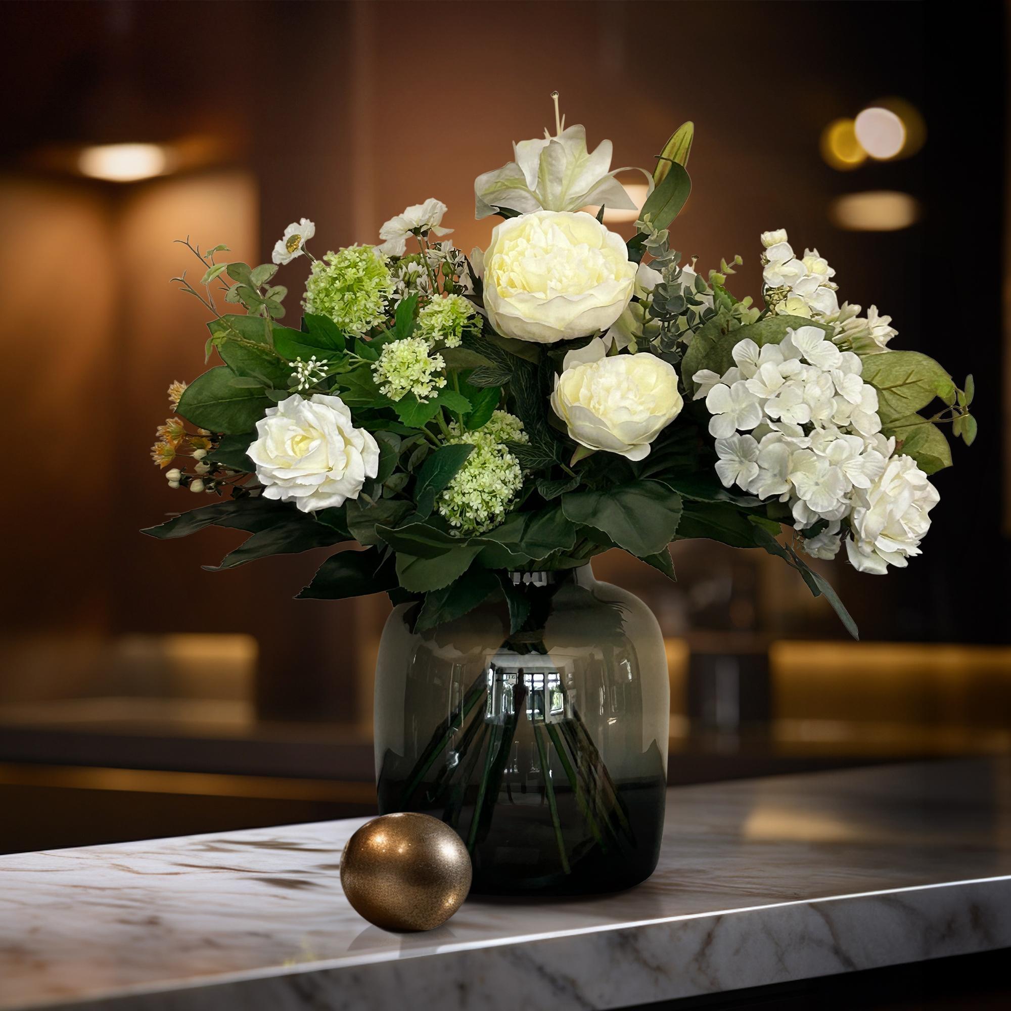 Kunstbloemen - Boeket M - White Dream - 60 cm
