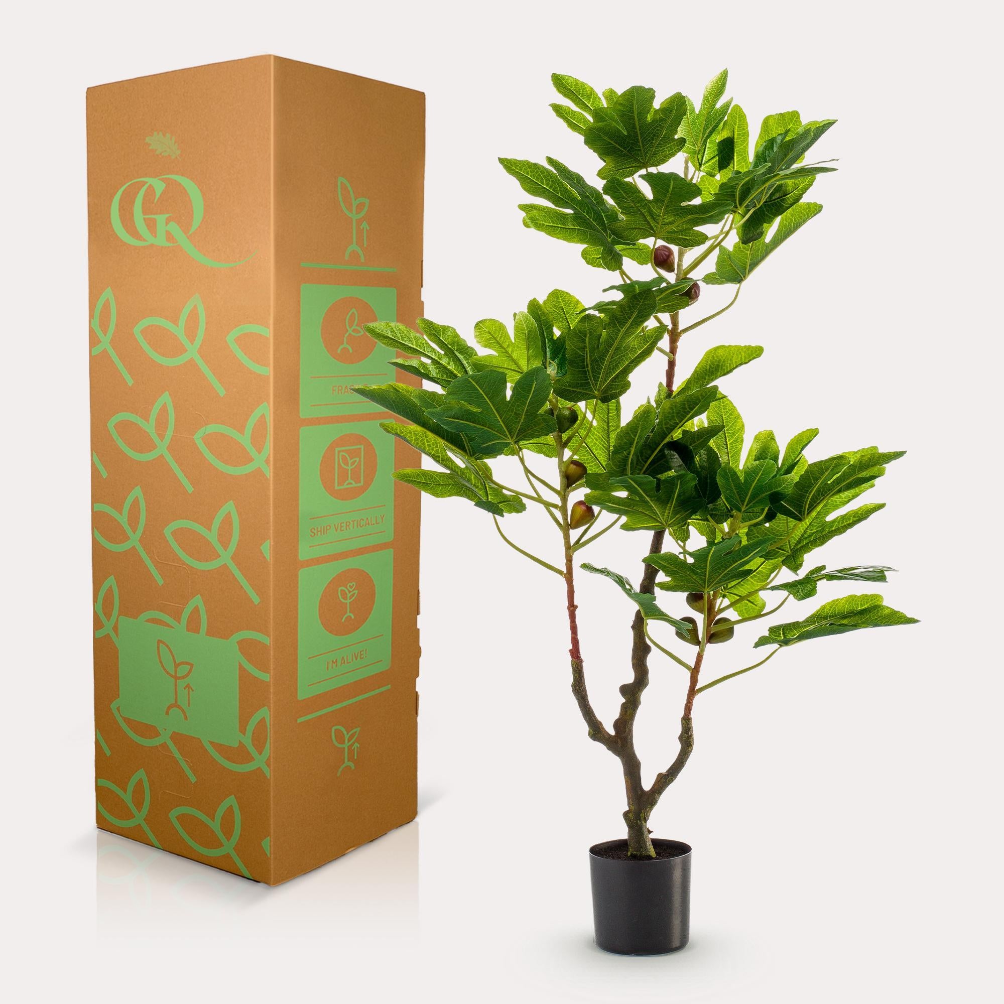 Kunstpflanze - Ficus Carica - Vijgenboom - 95 cm