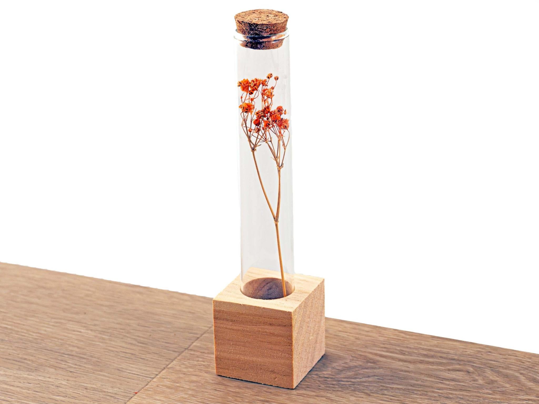 Houten droogbloemenstandaard - Tube S - Bloemen en kruiden + gedroogd bloemenarrangement