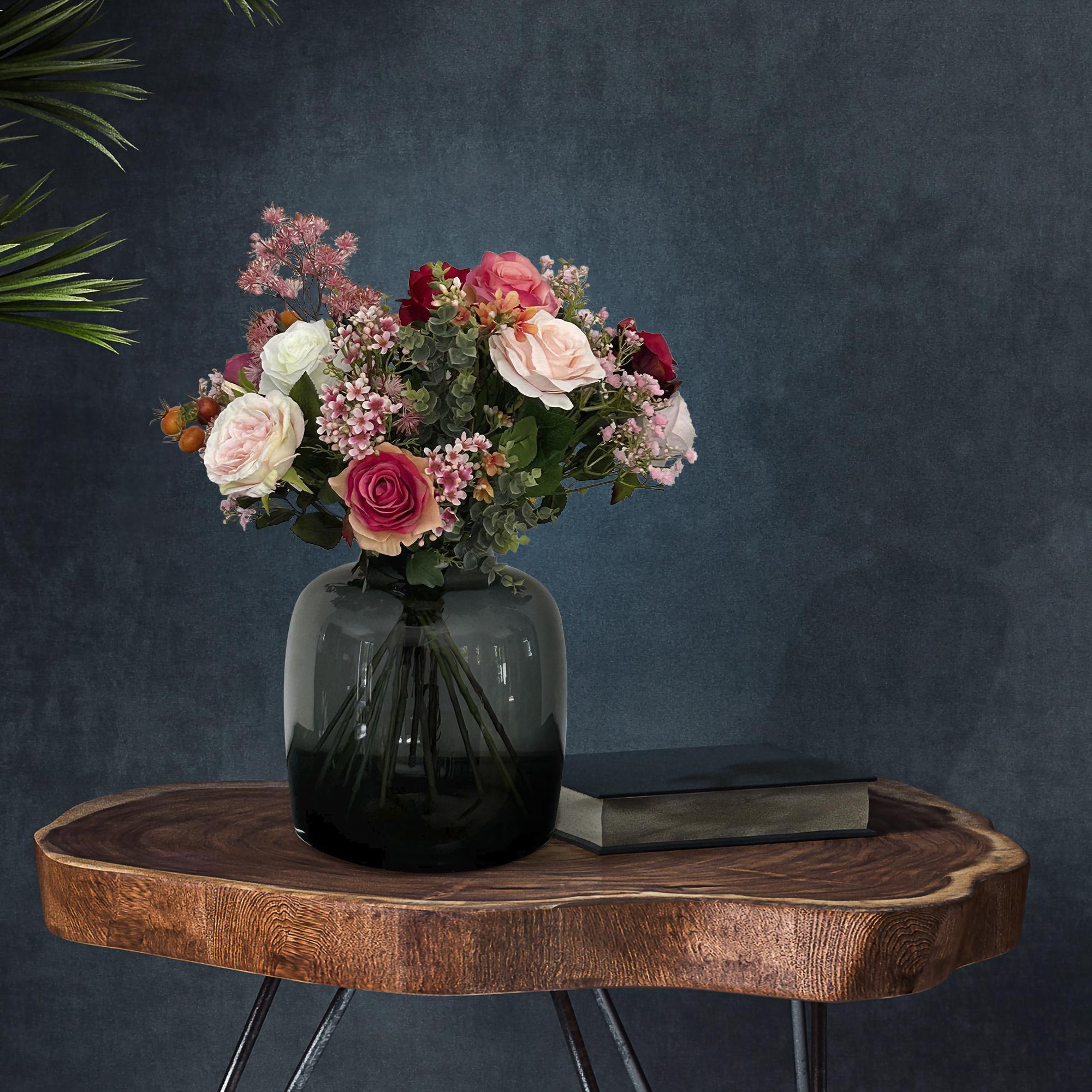 Kunstbloemen - Boeket M - Vlamrozen - 45 cm