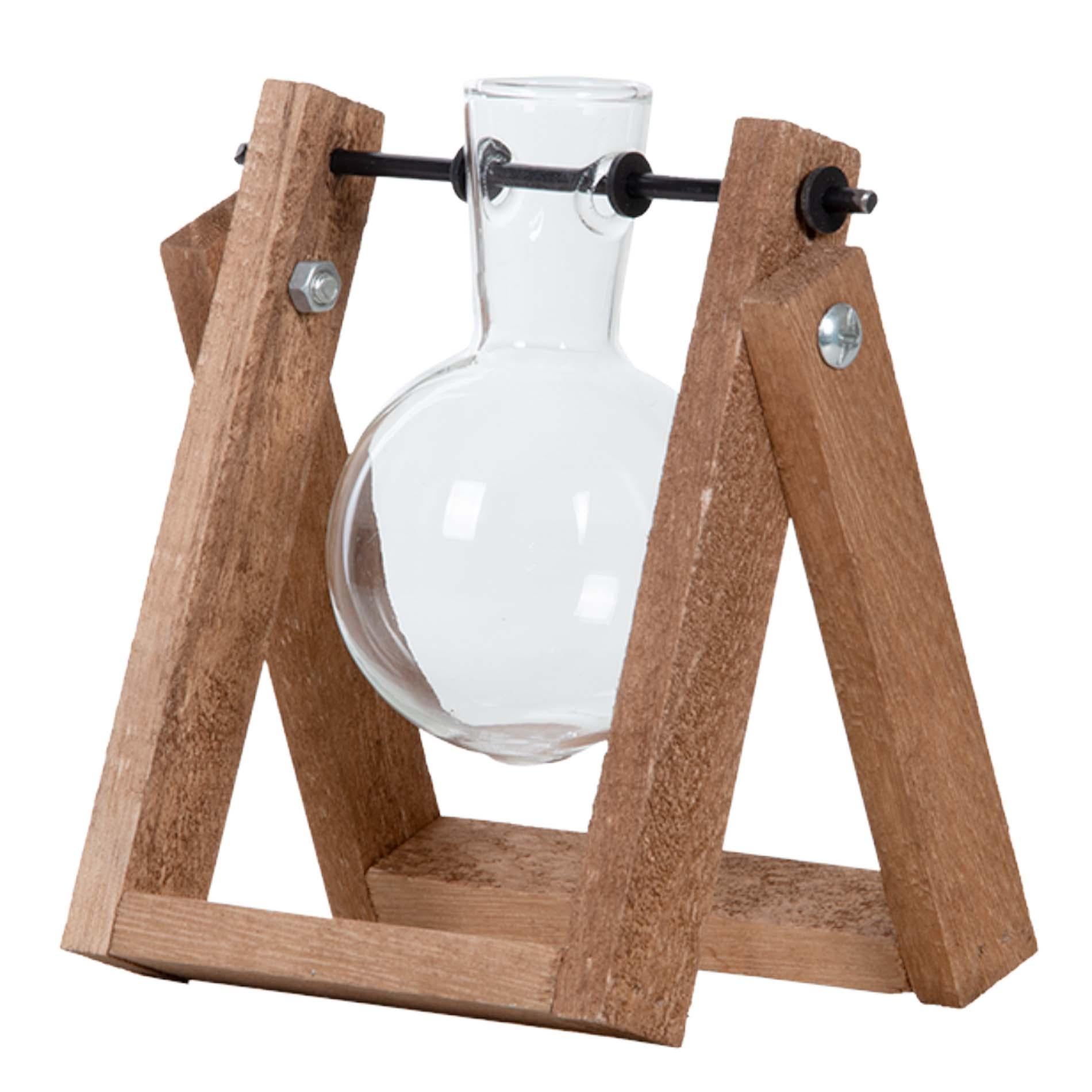 Stekkenstandaard - 1 glazen vaas - Hydroponische vaas voor stekken - Houten - Kweekstation
